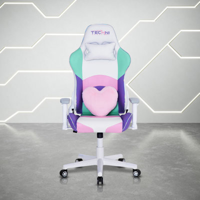 Techni Sport Adjustable Reclining Ergonomic Swiveling PC & Racing Game Chair in Kawaii