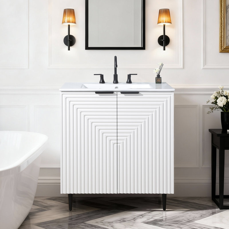 Meuble-lavabo moderne 30 po avec portes à fermeture douce