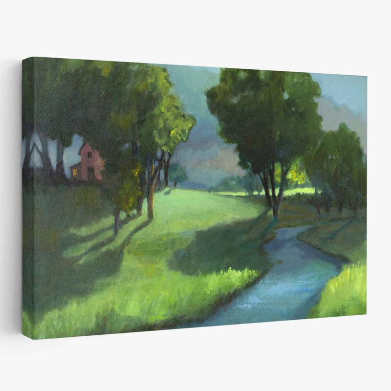 Au bord de l'eau - paysages, rivières, ruisseaux, art champêtre, H 16 po x l 24 po