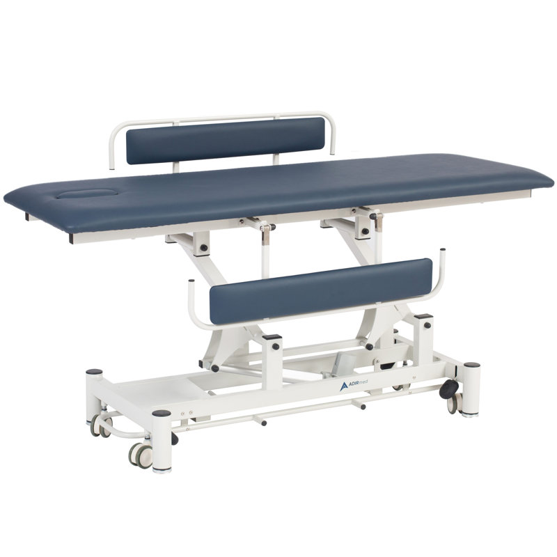 Industrial Rectangular Leather and Steel Adjustable Table