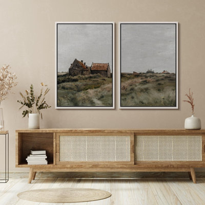 «Deserte Homestead Vintage Landscape», 2 pièces sur toile