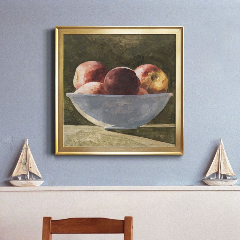 1_Bowl of Peaches II - reproduction encadrée de qualité supérieure - prête à être accrochée, H 26,5 po x l 26,5 po x P 1,5 po