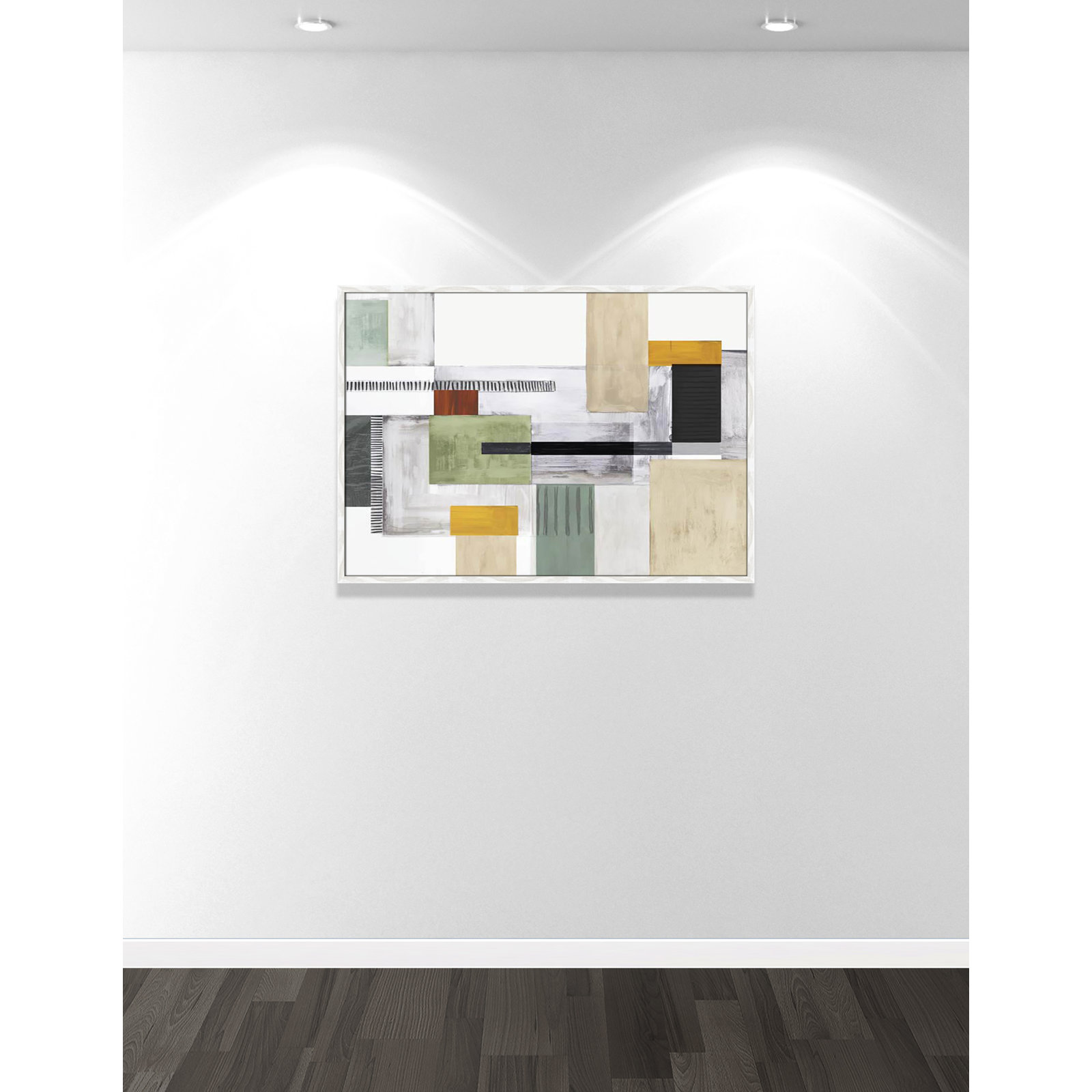Playful Blocks Print by Tom Reeves, 29.5" H x 41.5" W x 0.75" D, White Slim Picture Framed, No Mat