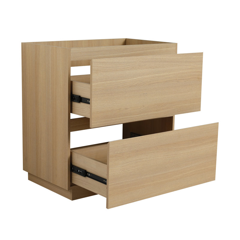 Meuble-lavabo en chêne moderne: conception moderne sous comptoir, double tiroir, armoire autoportante, bois d'ingénierie (sans lavabo) (112 caractères)