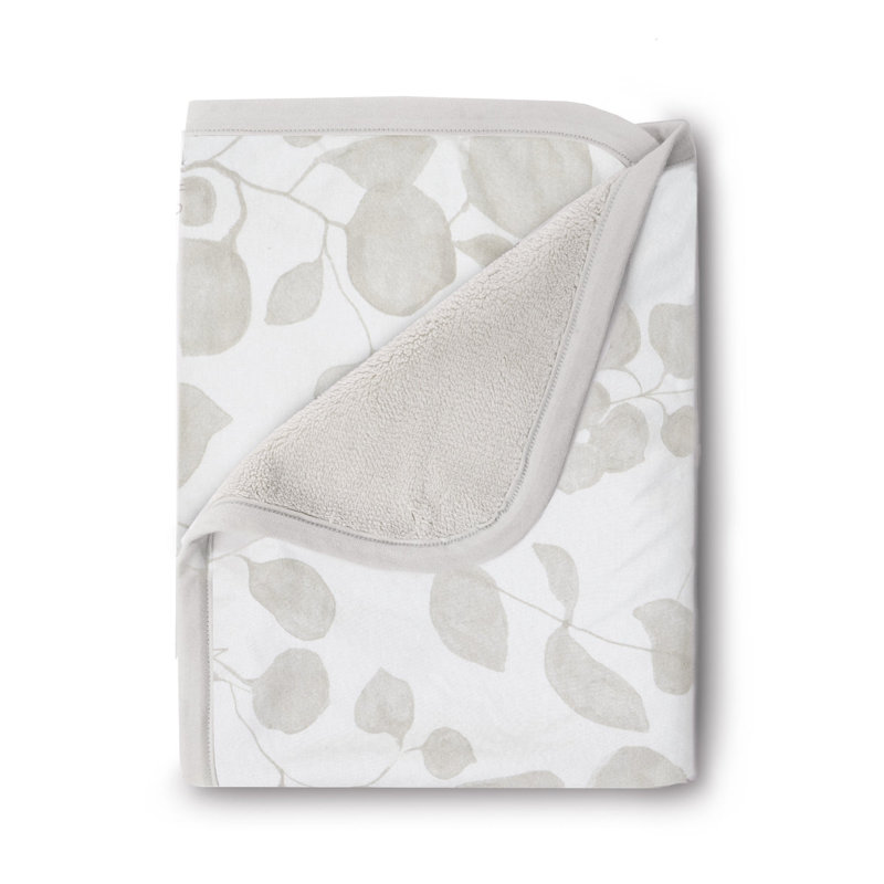 Beige Leaf - Luxury Soft Plush Backing & Turkish Cotton Jersey Print, Double Layered, 30" x 40" Baby Blanket