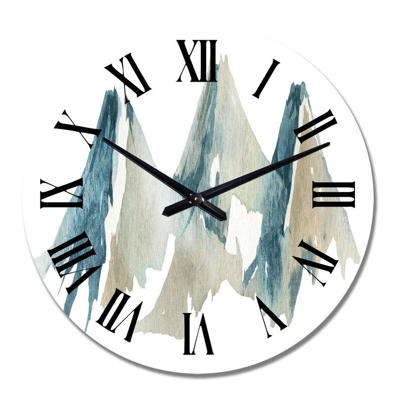 Blue High Mountain Range I - Horloge murale traditionnelle, Surdimensionné