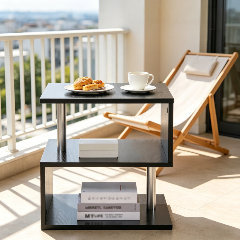 Tables de bout Tier Storage, table compacte moderne en bois et acier
