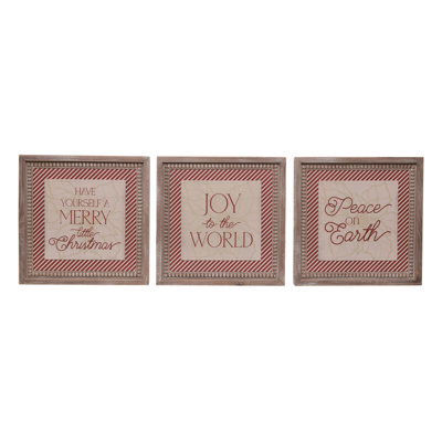 Ensemble de 3 panneaux de signalisation de Noël en bois 12,6 po
