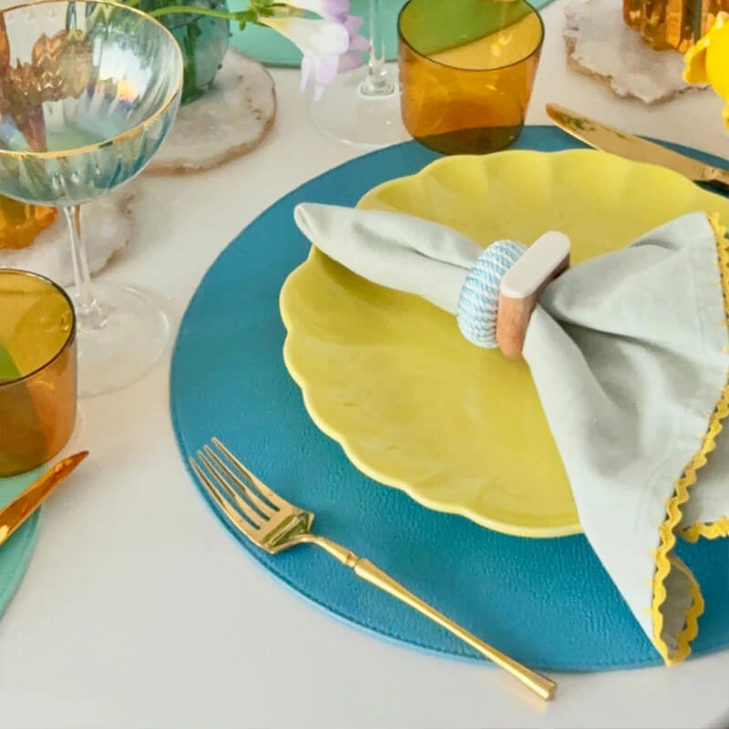 Cord Napkin Ring - Yellow & White, Yellow/White