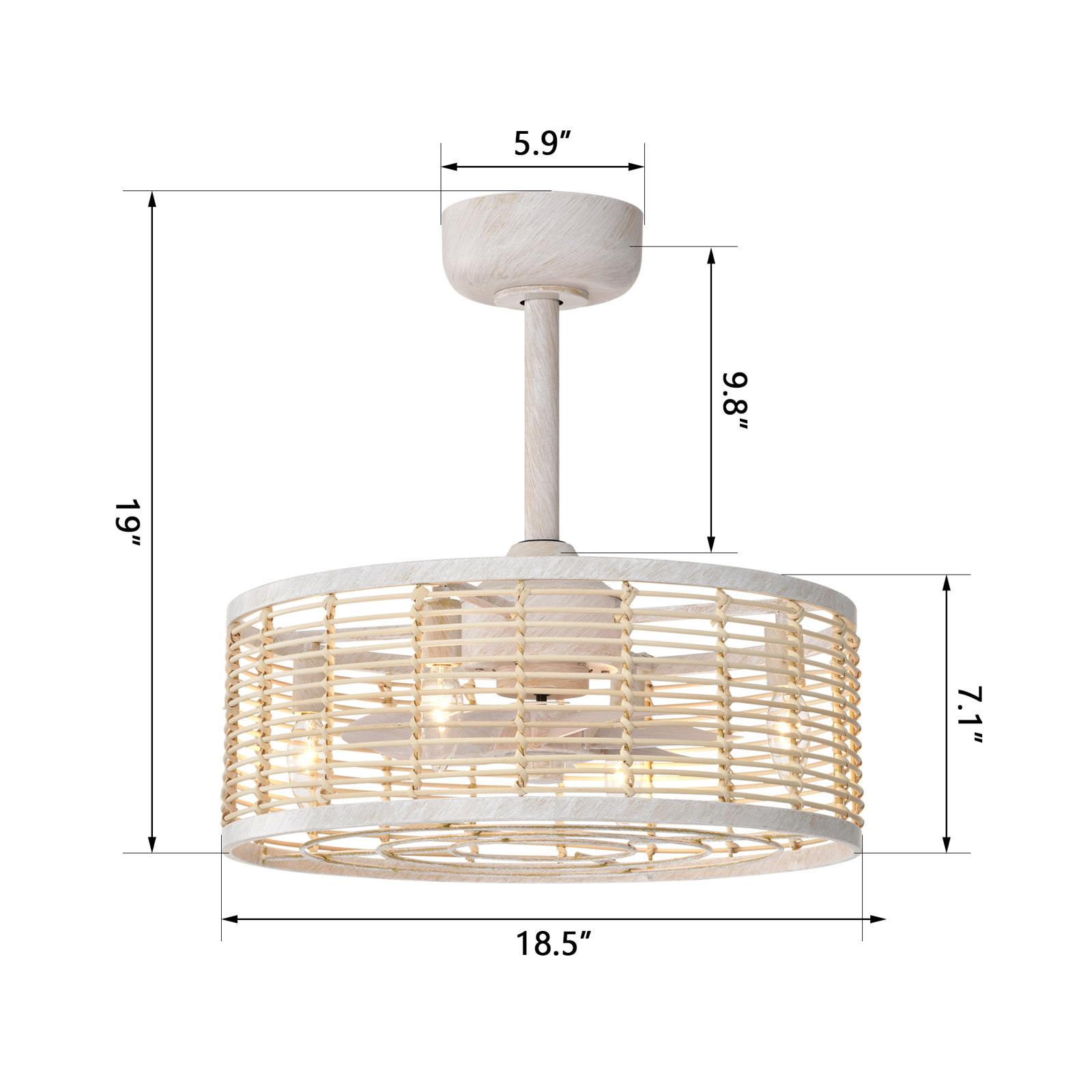 Beren Ceiling Fan with Light Kit, White