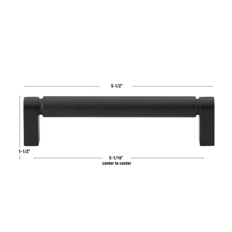 Poignée barre 5-1 / 16 "128mm Center to Center Smooth_10, Noir mat