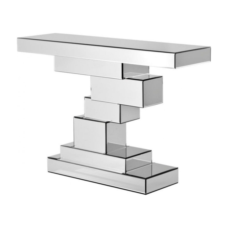 33 cm W Glass and Mirrored Glass Top Console Table