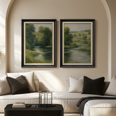«Green River Landscape», ensemble de 2 impressions murales sur toile de qualité supérieure 26 po x 36 po