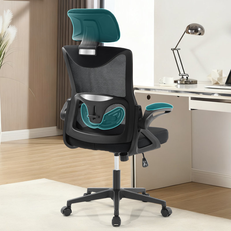 Ergonomic Office  Chair with Headrest, High Back Mesh Desk Chair, Adjustable Lumbar Support, Swivel Rolling Chair with Armrests for Home Office