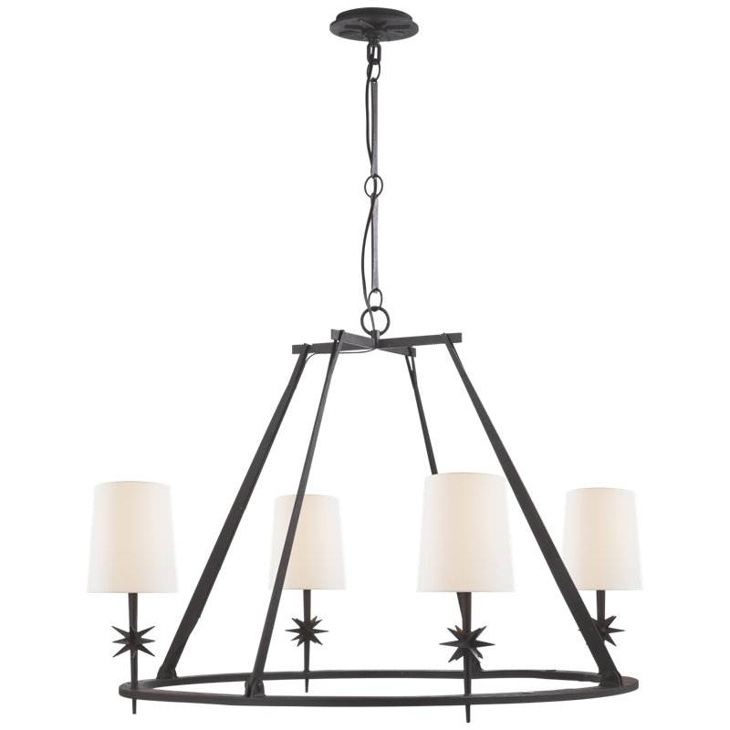 Ian K. Fowler Etoile Round Chandelier, Fabric, Blackened Rust