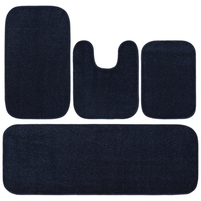 Tapis pour salle de bain Heffingen, Bleu marine uni
