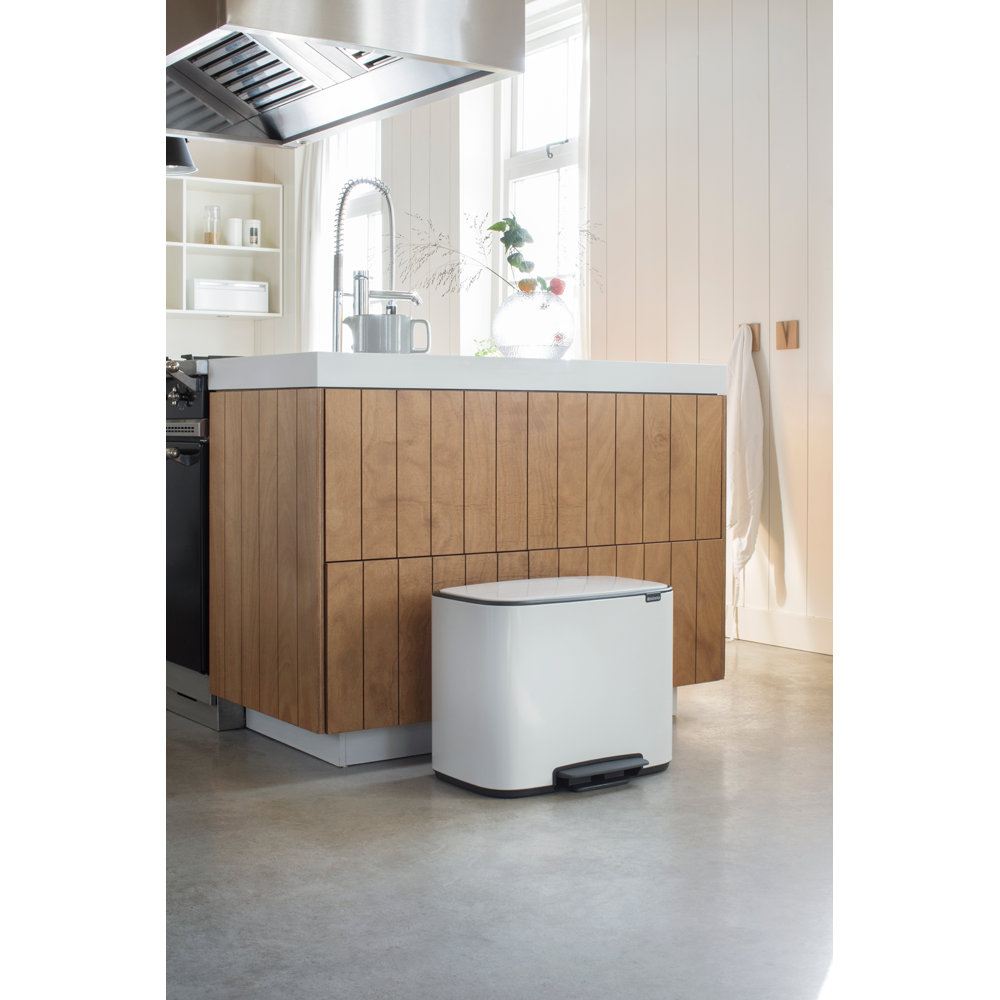 Brabantia Bo Step 9gal Recycling Can, White