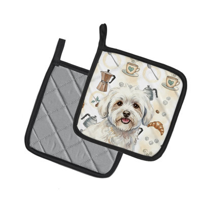 Coton de Tulear Coffee Bar Pair of Pot Holders
