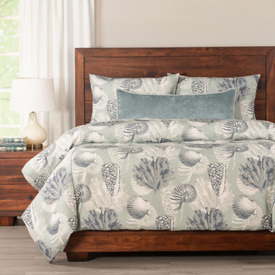 Ocean Blue Seashell Print Duvet Cover & Insert Set