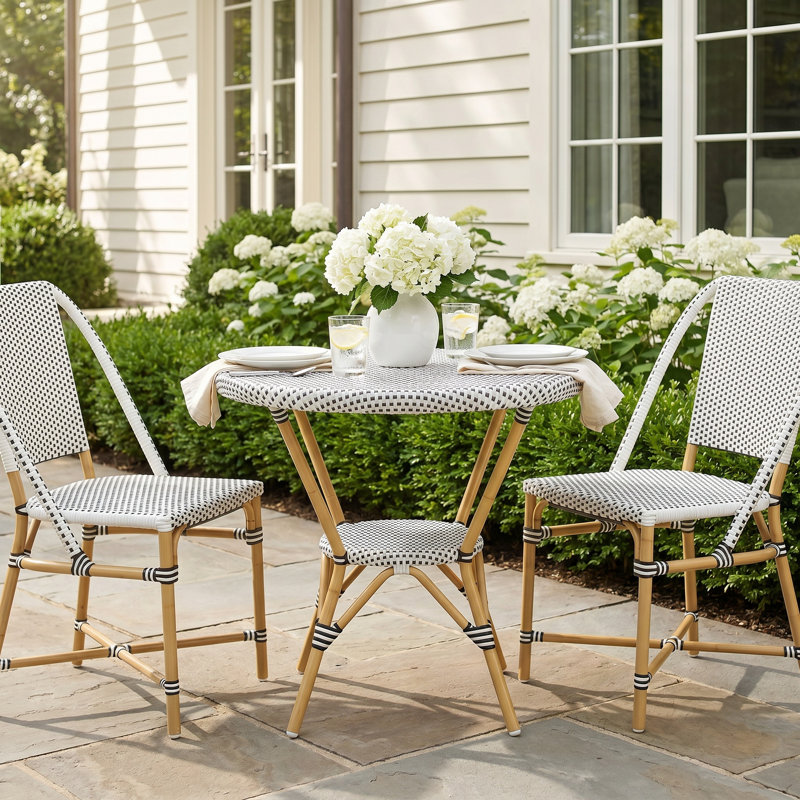 Ellie 2 Person Patio Dining Set, Black/White, Black/White