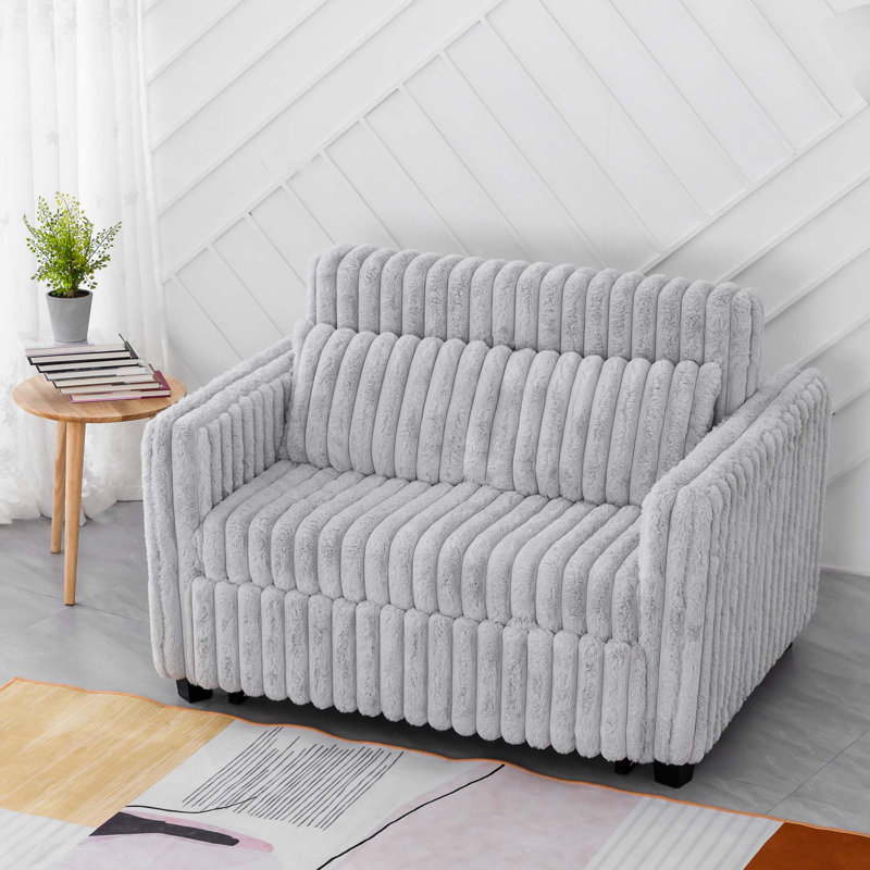 Canapé-lit convertible 3-en-1, Microfibre gris clair