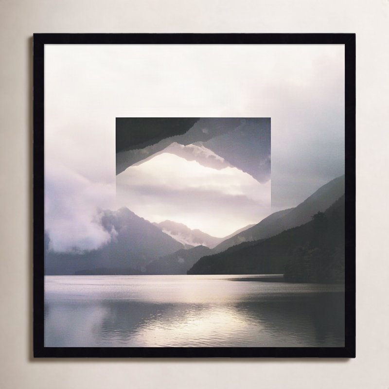 Reflection Landscape par Laura Marshall - photographie avec cadre photo unique, H 25 po x l 25 po x P 1 po, Noir