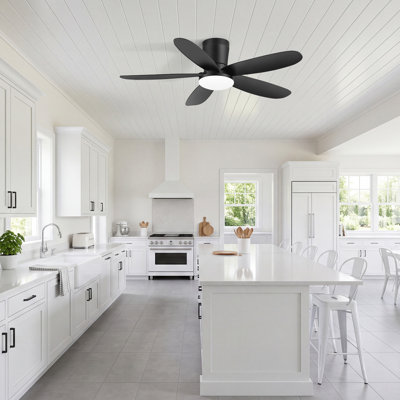 Ventilateur de plafond encastré 42 po avec lumière et télécommande, moteur CC réversible silencieux, 6 vitesses, éclairage à intensité variable 3CCT à DEL et RVB, ventilateur à 5 pales à profil bas pour le salon de la chambre à coucher