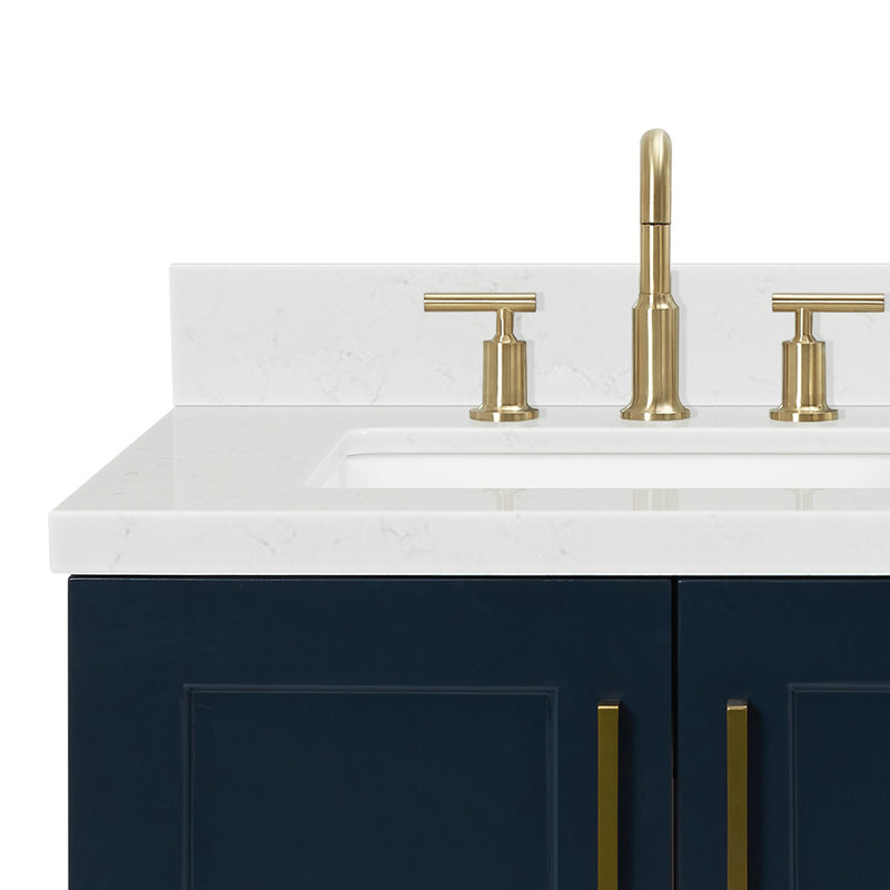 ARIEL Taylor 42.25 Single Sink Bathroom Vanity with Man-Made Stone Top-Oval, Midnight Blue, Rectangle, Left 