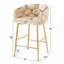 Tabouret de comptoir moderne 28 po en velours beige avec structure en fer, dossier et coussin doux, repose-pieds pour la cuisine et la salle à manger-696350345