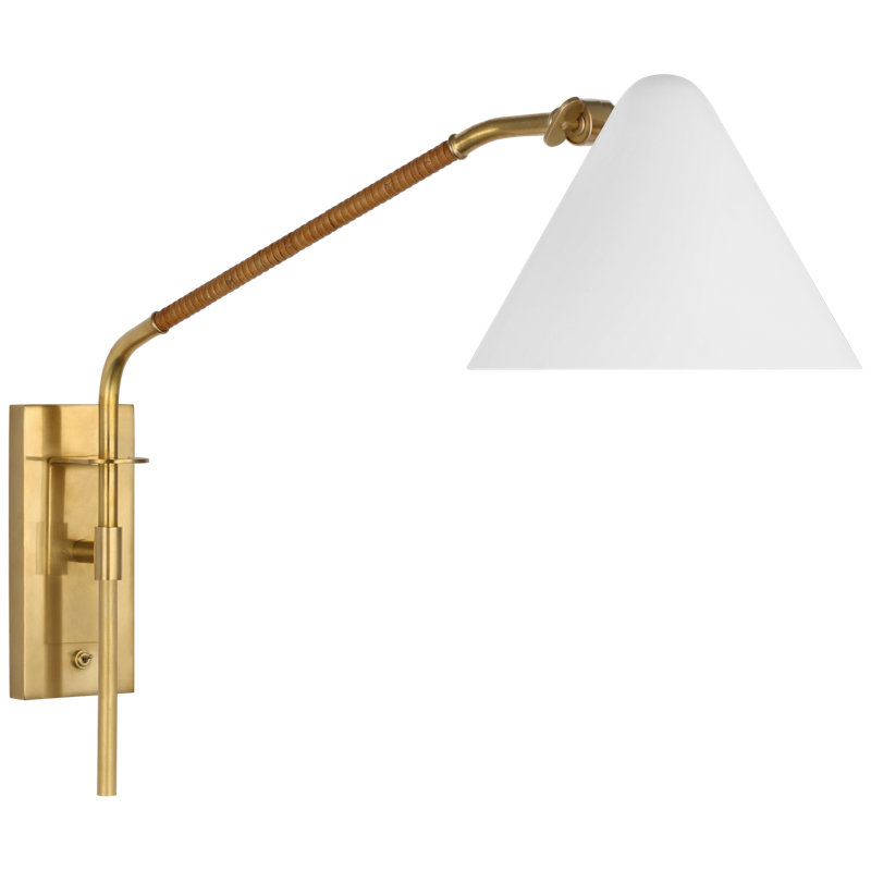 Laken 1 - Light Armed Sconce, Hand-Rubbed Antique Brass/Natural Rattan