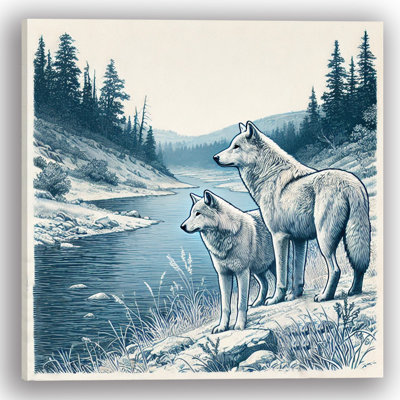 «River's Edge: Wolves in the Wild», art mural sur toile