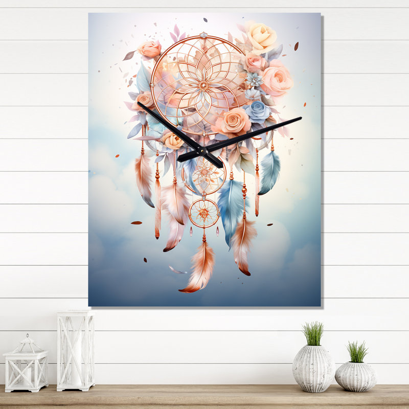 Horloge murale surdimensionnée et colorée Mystic Serenity I - Dream Catcher, H 32 po x l 16 po x P 1 po
