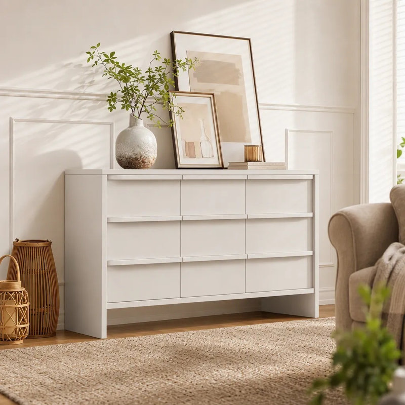Armoire de rangement moderne avec 2 portes et 3 tiroirs, Blanc