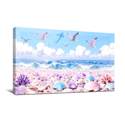 Nautical & Beach Beach Seashells Birds Sky Ocean Waves Coral Sand