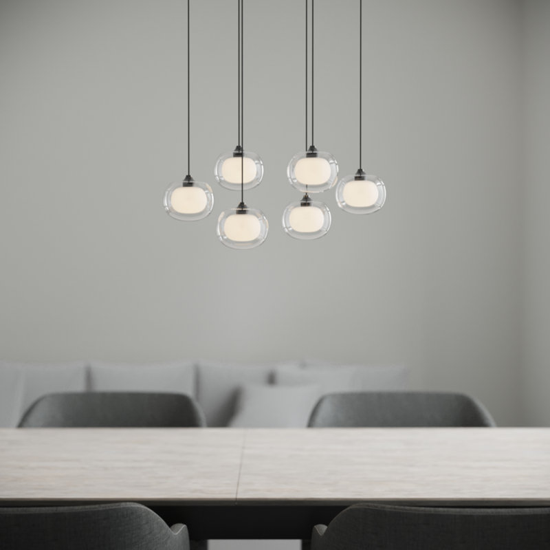 Luminaire suspendu sphère 6 lumières Mission, Noir