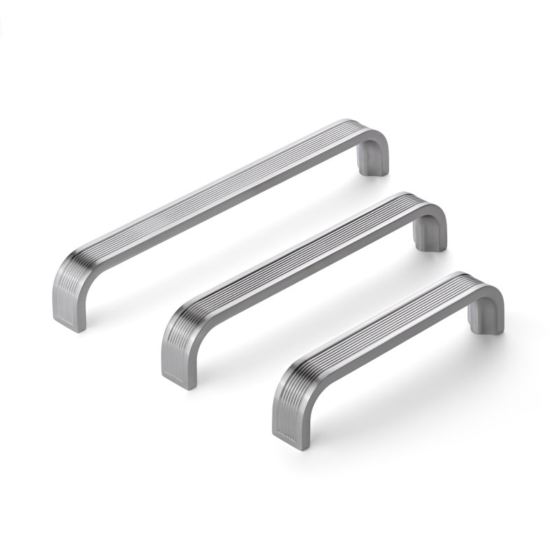New Collection Decorative Reeded Bridge Cabinet Pulls 3.75" 5" 6.3" Multipack, 5", Satin Nickel
