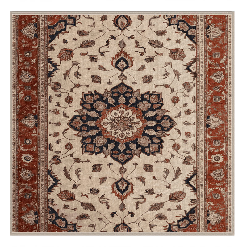Tapis beige lavable à la machine, Carré 5 pi