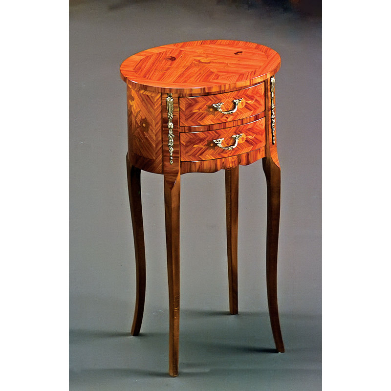 Louis XVI Solid Wood End Table with Storage