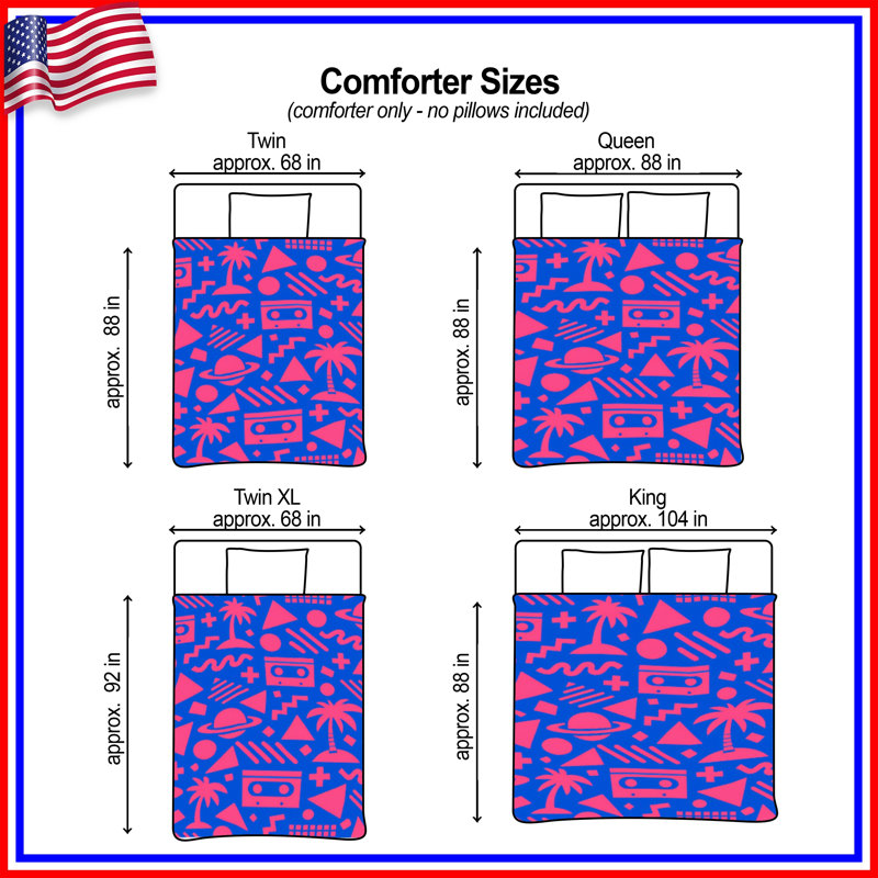 Retro Geometric Pink Blue Comforter, Twin Extra Long