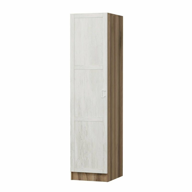 Elina Manufactured Wood Wardrobe, 190cm H x 45cm W x 52cm D, White/Brown
