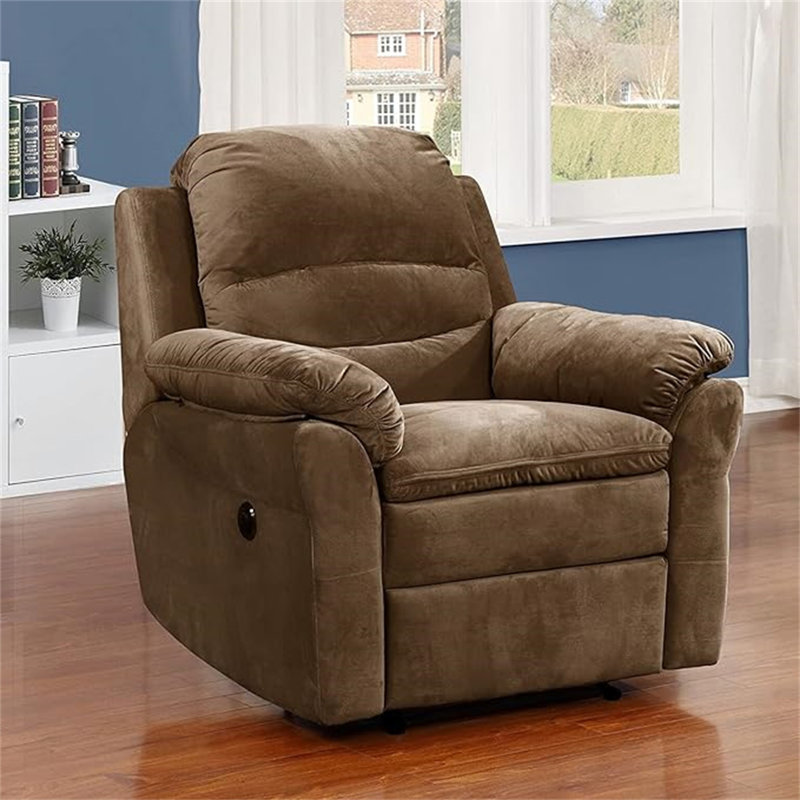 Fauteuil inclinable électrique moderne avec port USB et massage lombaire doux, Brun