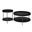 Ensemble de 2 tables basses rondes modernes à 2 niveaux pour le salon, tables basses gigognes faciles à assembler, tables de bout pour bureau de chambre à coucher, panneau de fibres à densité moyenne noir