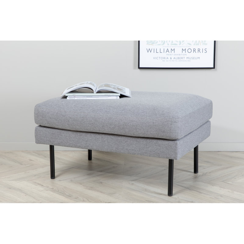Dareon 64cm Wide Velvet Rectangle Ottoman, Grey
