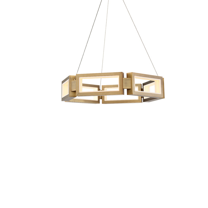 Mies 6 - Light Dimmable LED Geometric Chandelier, 5.25" H x 29" W x 29" D 