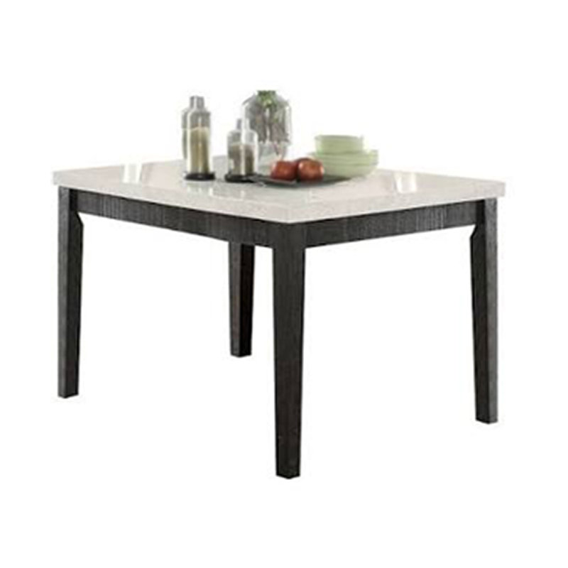 Table de comptoir haute de 138 cm de large, dessus en marbre blanc naturel et chêne foncé récupéré