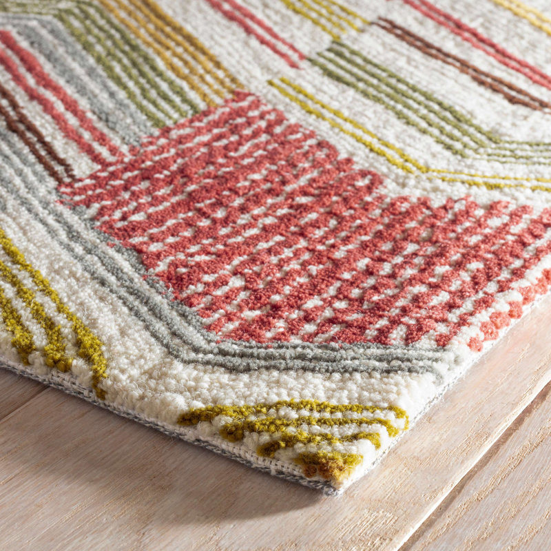 Zig Zag Hand Micro Hooked Wool Rug, Rectangle 5' x 8'