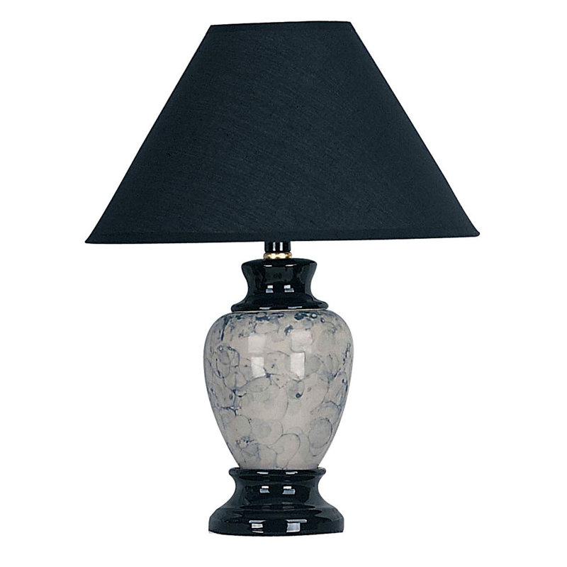 Lampe de table en céramique marbrée, Noir, Noir