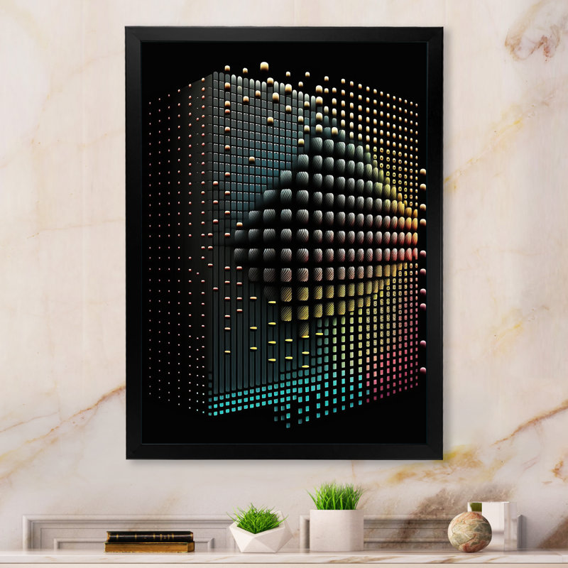 Luminogramme multidimensionnel III - reproduction sur toile, Impression noire sur toile encadrée, H 20 po x l 12 po x P 1 po