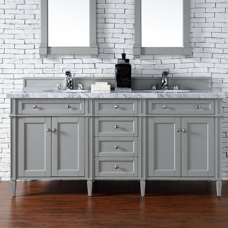 Brittany 72'' W Double Bathroom Vanity Base, Bright White