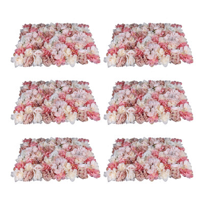 6 PCS Artificial Silk Flower Wall Panel
